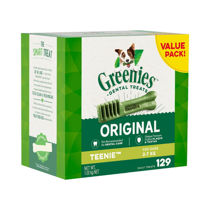 Greenies Original Dental Dog Treat Teenie Dogs 2-7kg - 1kg (129 Treats)
