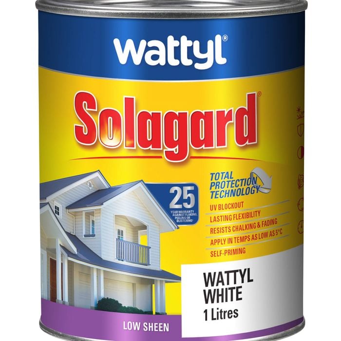 Wattyl 1L White Low Sheen Pre-tinted Solagard Exterior Paint