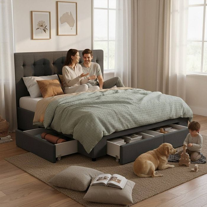 Artiss Bed Frame King Size with 4 Drawers