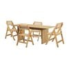 Oikiture 5PCS Dining sets 180cm Rectangular Table with Chairs Foldable Natural