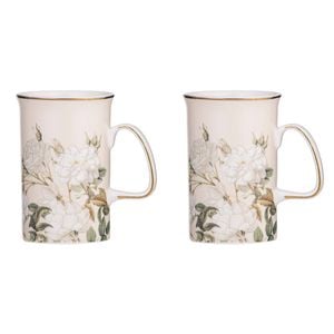2pk Ashdene Elegant Rose Fine Bone China 11.5cm Coffee Mug - Cream