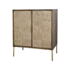 Roomlane Evon Bar Unit Mango Wood & Jute in Brass Finish Metal Legs