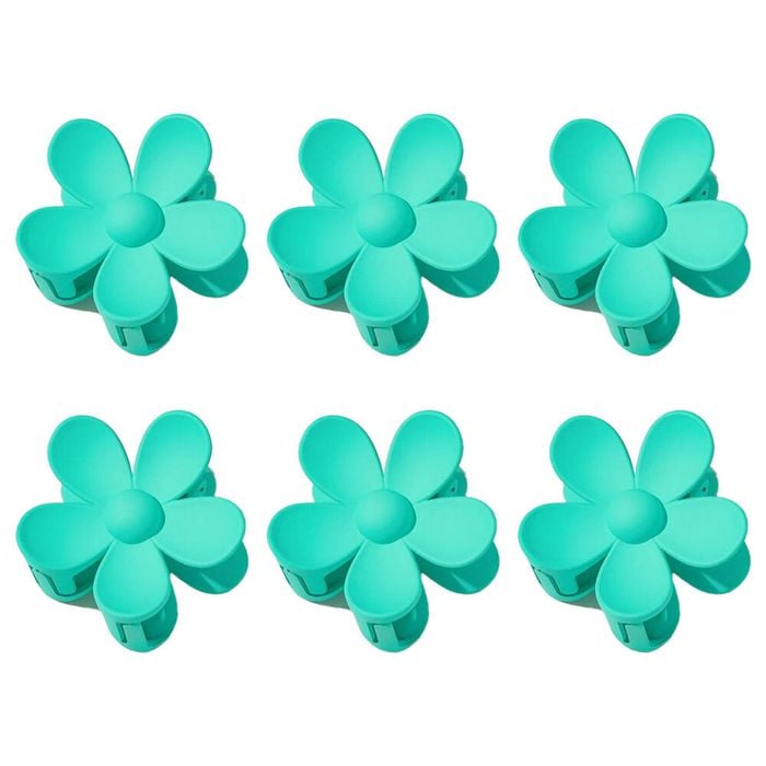 6PK Kids/Children Non-Slip Plastic Flower Claw Hair Clip 7x7cm - Assorted