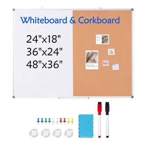 Vevor 121.92 X 91.44 Cm Whiteboard Cork Combo Silver With Aluminum Frame For Wall Mount