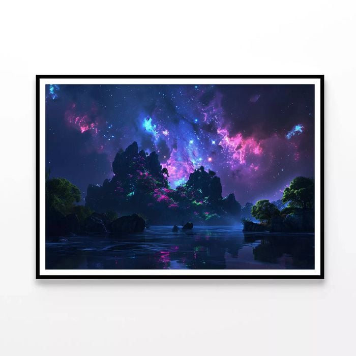 Planets with Moon View  Print 100% Australian Made 90x60cm  (Poster)