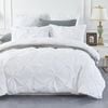 CottonMore Cotton White Diamond Pinch Pleated Pintuck Doona Quilt Cover Set - Single