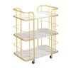 Costway 3-Tier Serving Bar Cart Metal Frame Kitchen Trolley w/Handles Gold