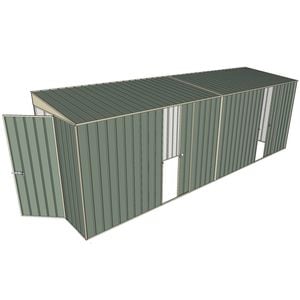 Build-a-Shed 1.5 x 6 x 2m Dual Sliding Side Door Skillion Shed - Green