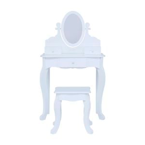 Fantasy Fields Little Princess Rapunzel Kids Vanity Table & Stool with Acrylic Mirror and Storage Drawers, White