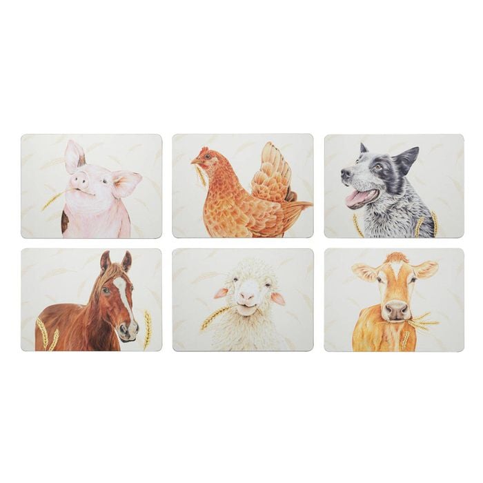Ashdene Farmyard Faces 2 Set Of 6 Placemats