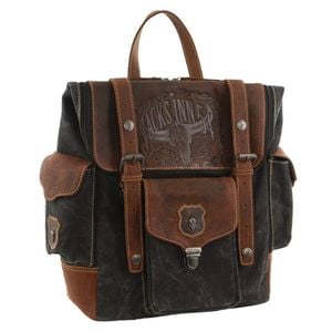 Jack's Inn Panama Canvas and Leather Backpack  Vintage Western in Cognac
