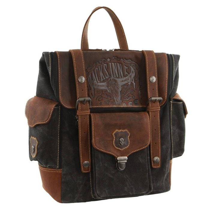 Jack's Inn Panama Canvas and Leather Backpack  Vintage Western in Cognac