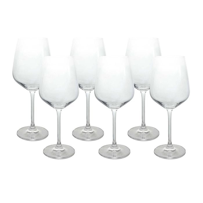 LVD 6pc Curve 22.5cm/518ml Stemmed White Wine Glass Set - Clear