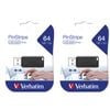 2x Verbatim Store'n'Go Pinstripe 64GB USB Drive - Black