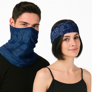 Seamless Tube Bandana Head Scarf Face Cover Mask Pattern Mask Neck Gaiter - Navy - Navy | Scarf | Unisex