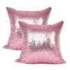 Catzon 2 Pcs Glitzy Sequin Throw Pillow Covers Solid-Pink