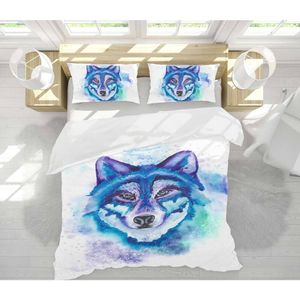 3D Watercolor Animal Wolf 001 Bed Pillowcases Quilt King Single Size