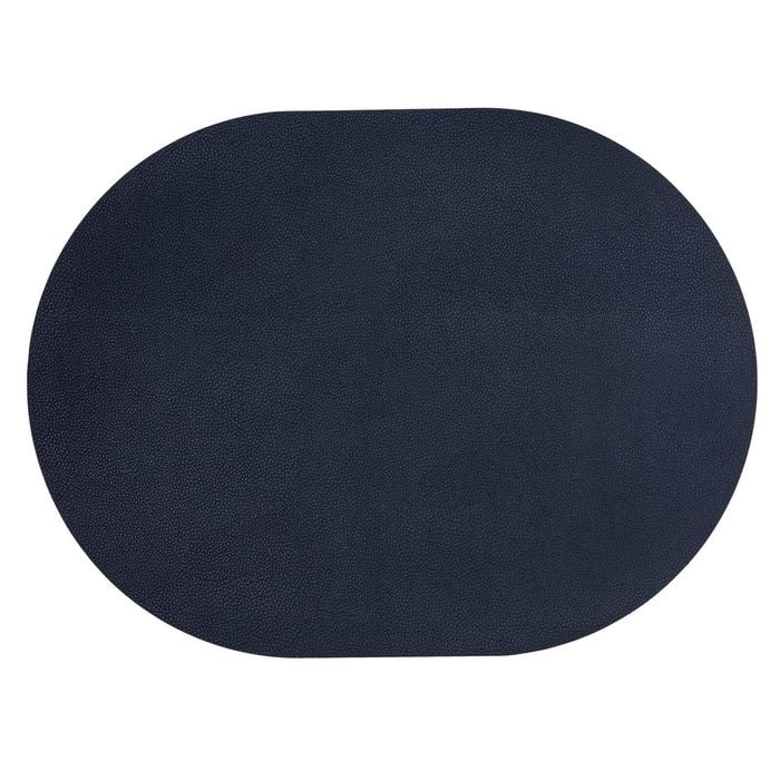 4pc Ladelle Hugo Oval Navy Vinyl Kitchenware Placemat/Table Mat 33x44cm