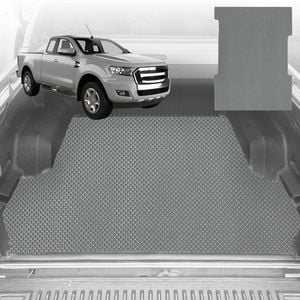 6D Diamond Ute Tub Mat for Ford Ranger (PX Dual Cab Ute) 2012-2015 (with Spray on Liner or no Liner) - Grey