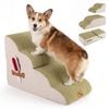 Costway 2-in-1 Pet Ramp 4 Steps Foam Dog Stairs W/lint Roller Green
