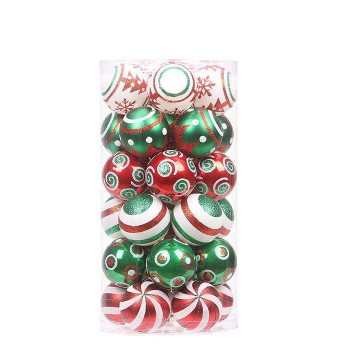 Catzon 30 PCS Christmas Balls 60MM Painted Hanging Ornaments-RedGreen