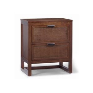 Teamson Home Hatteras Nightstand with 2 Rattan Inset Drawers, Walnut
