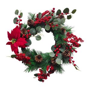 Un-Real 55cm Artificial Christmas Poinsettia Wreath