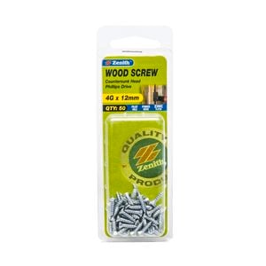 Zenith 4G x 12mm Zinc Plated Wood Screw - 50 Pack