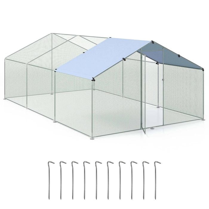 Costway 3.1x5.1x1.9M Walk-in Chicken Coops w/All-weather Protection Canopy Poultry Cage