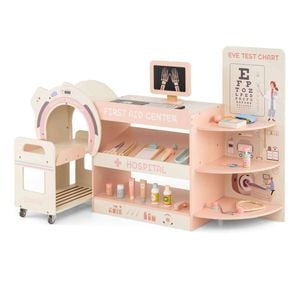 Costway Doctor Play Set Pretend Hospital Office Medical Center Kit Pink