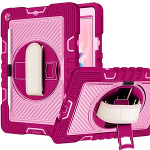 Rugged Stand Shockproof Hybrid Case with Strap For Apple iPad Air 4 / Air 5 / Pro 11" (2018-2022) (Rose+Pink)