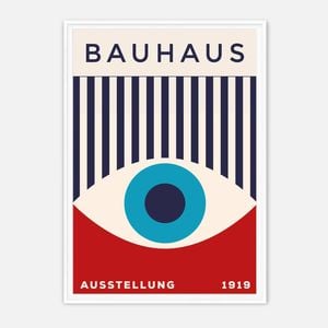 Galrie Bauhaus Ausstellung Exhibition 1919 - Iconic Modernist Art Print for Home Decor, White Frame, A3 30 x 42cm (12 x 16inch)