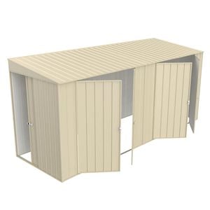 Build-a-Shed 1.5 x 4.5 x 2.0m Cream Skillion Double Plus Double Hinged Side Doors Shed