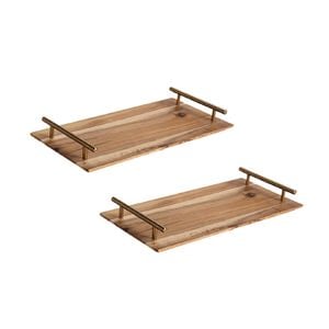 SOGA 2 Pack 36cm Acacia Wood Serving Trays