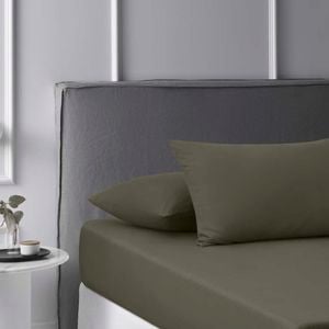 Accessorize Bedroom Collection King Dark Grey Caramel Washed Cotton Fitted Sheet Set