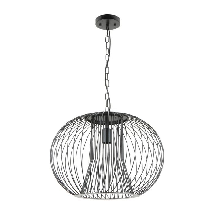 Cla Lighting Parrilla Interior Round Cage Iron Pendant Light Matte Black