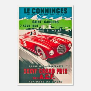 Galrie Vintage Racing Poster for the XXXVI Grand Prix of ACF in Comminges, France Artwork, Poster Only, 50 x 70cm (20 x 28inch)