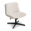 Artiss Criss Cross Legged Office Chair Fabric Armless Swivel for Home Office Vanity Beige