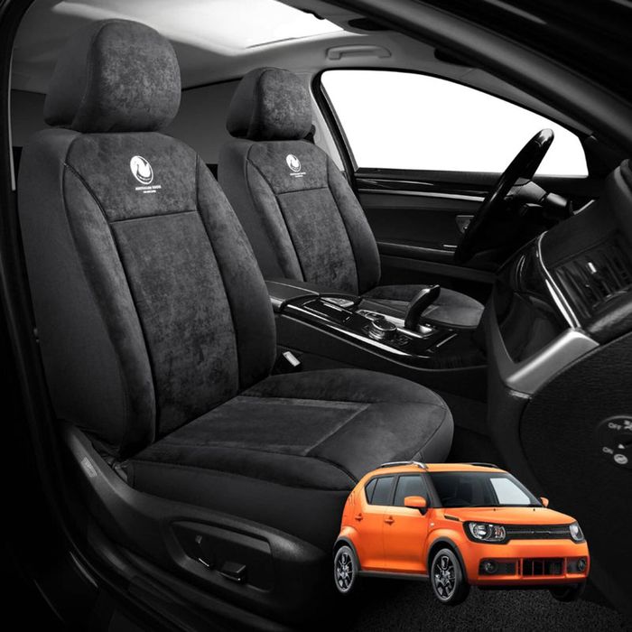 Australian Goose Edition Front Seat Covers for Suzuki Ignis 2016 - Current (MF) - Suede, Universal Fit - Black
