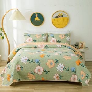 Bloomington Bloomspace 100% Cotton Lightly Quilted Reversible Coverlet Set Single