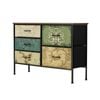 Oikiture 5 Chest Of Drawers Fabric Storage Cabinet Retro Lowboy Organizer