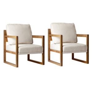 Oikiture 2x Armchair Lounge Sofa Chair Fabric Accent Chair Tub Armchairs Couches