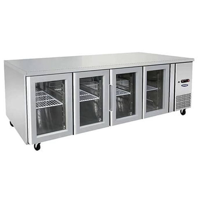 Atosa Glass Four Door Undercounter Fridge Table – 560 Litre