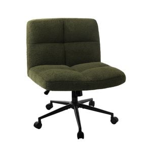 Oikiture Armless Office Desk Chair Boucle Green
