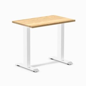 Desky Fixed Height Mini White Oak Hardwood Desk 800 x 500mm White Frame