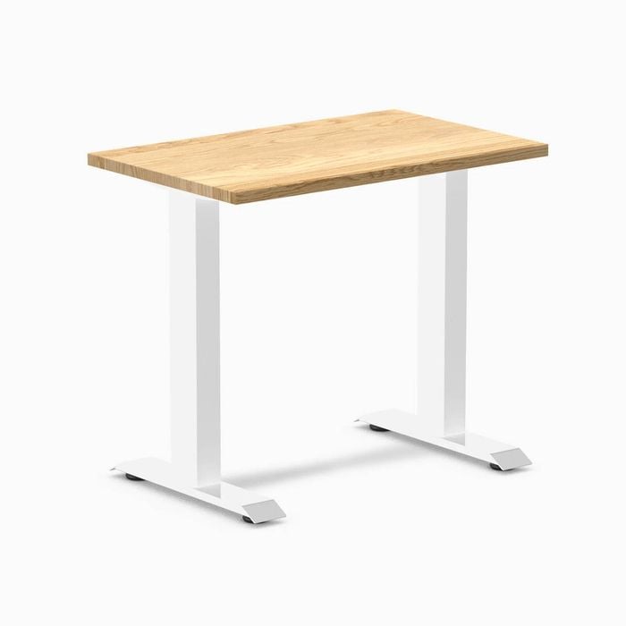 Desky Fixed Height Mini White Oak Hardwood Desk 800 x 500mm White Frame