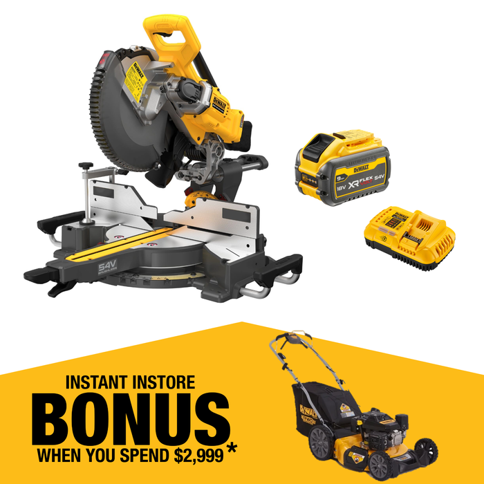 DeWALT 54V 9.0Ah XR 305mm Flexvolt Sliding Mitre Saw Kit DCS781X1-XE