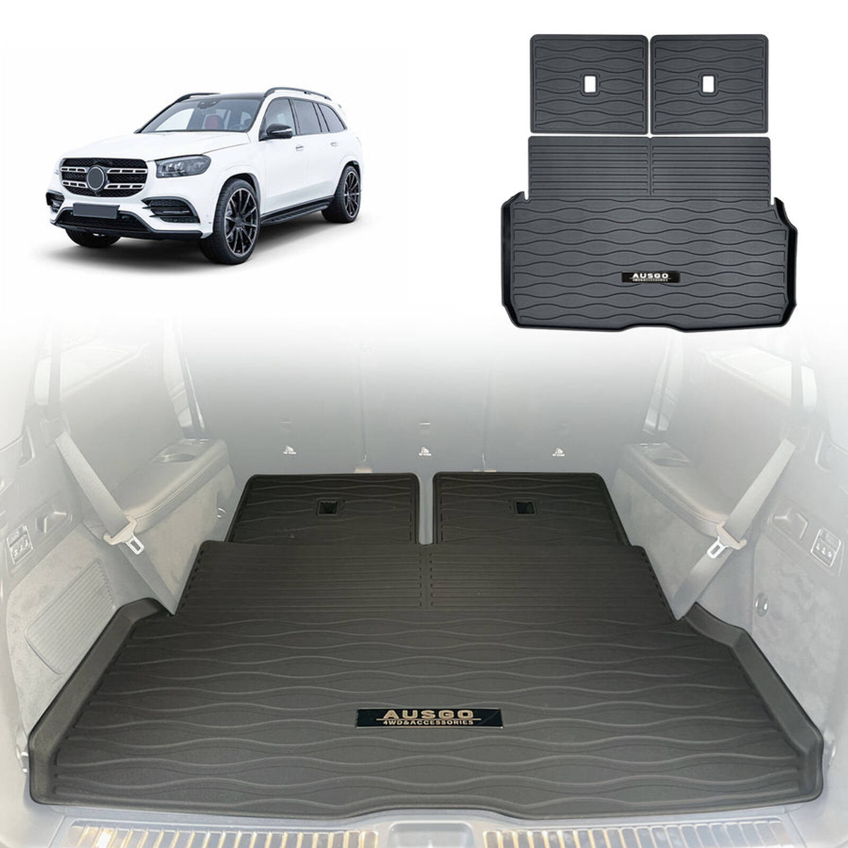 AUSGO Boot Liner for Mercedes-Benz GLS-Class X167 2019-Onwards 3-Piece ...
