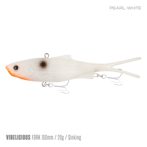 Samaki Vibelicious Fork Tail Vibe 100mm Soft Plastic Fishing Lure Pearl White
