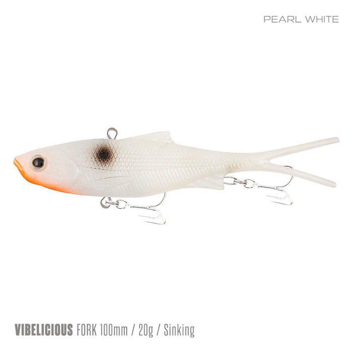 Samaki Vibelicious Fork Tail Vibe 100mm Soft Plastic Fishing Lure Pearl White